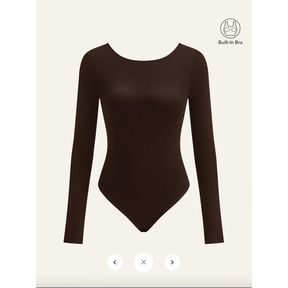 NWT Commense Bra-Free Long Sleeve Backless Bodysuit Sz M